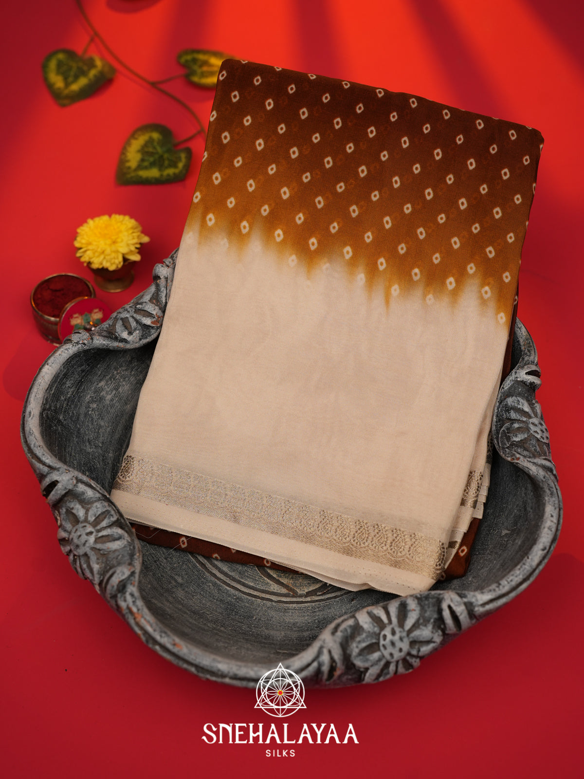 Brown Mysore Silk Saree