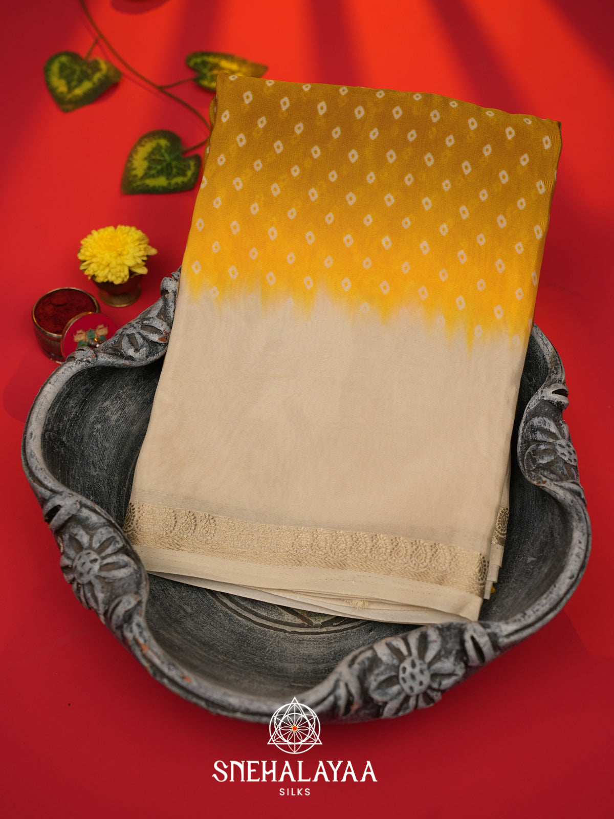 Yellow Mysore Silk Saree