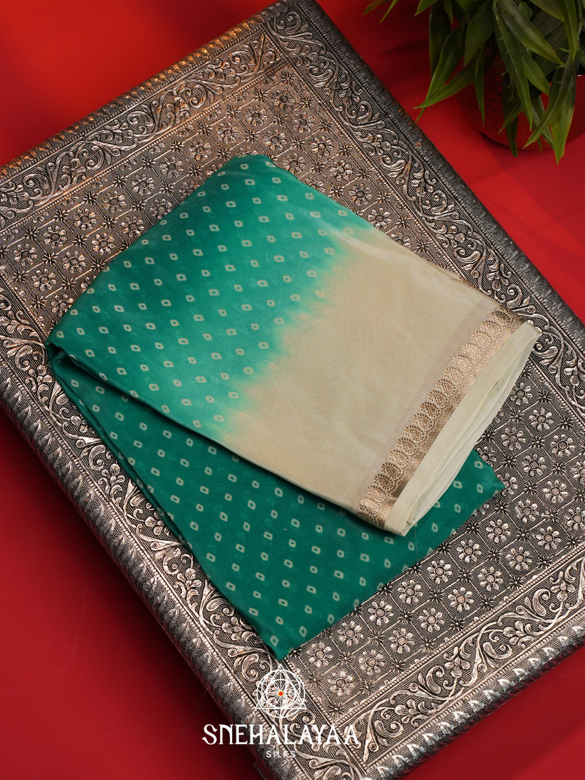 Sea Green Mysore Silk Saree