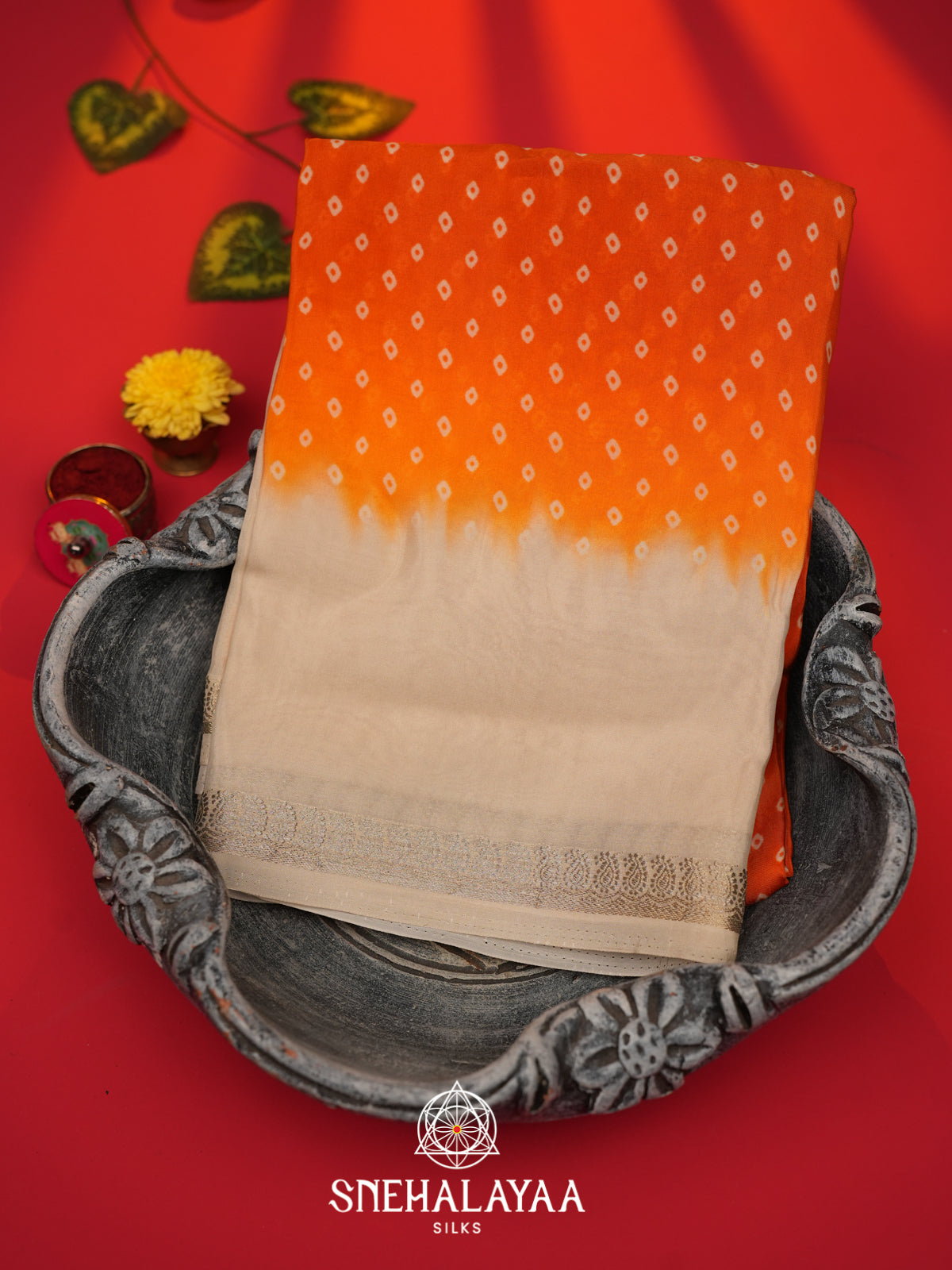 Orange Mysore Silk Saree
