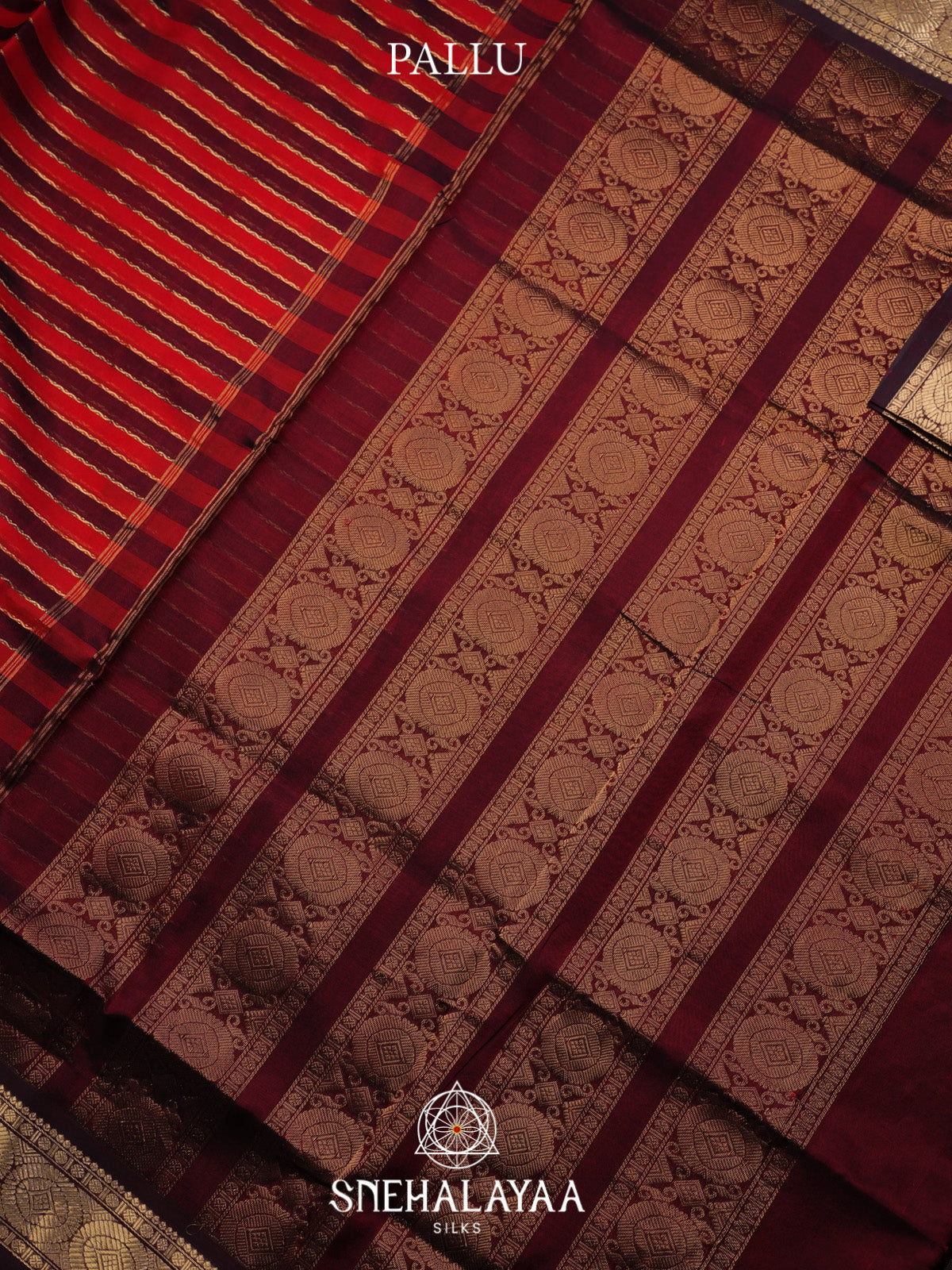 Red and Maroon Striped Silk Cotton Saree