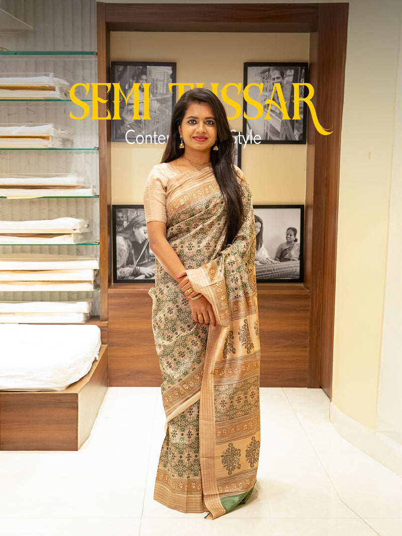 Contemporary Style Tussar Sarees