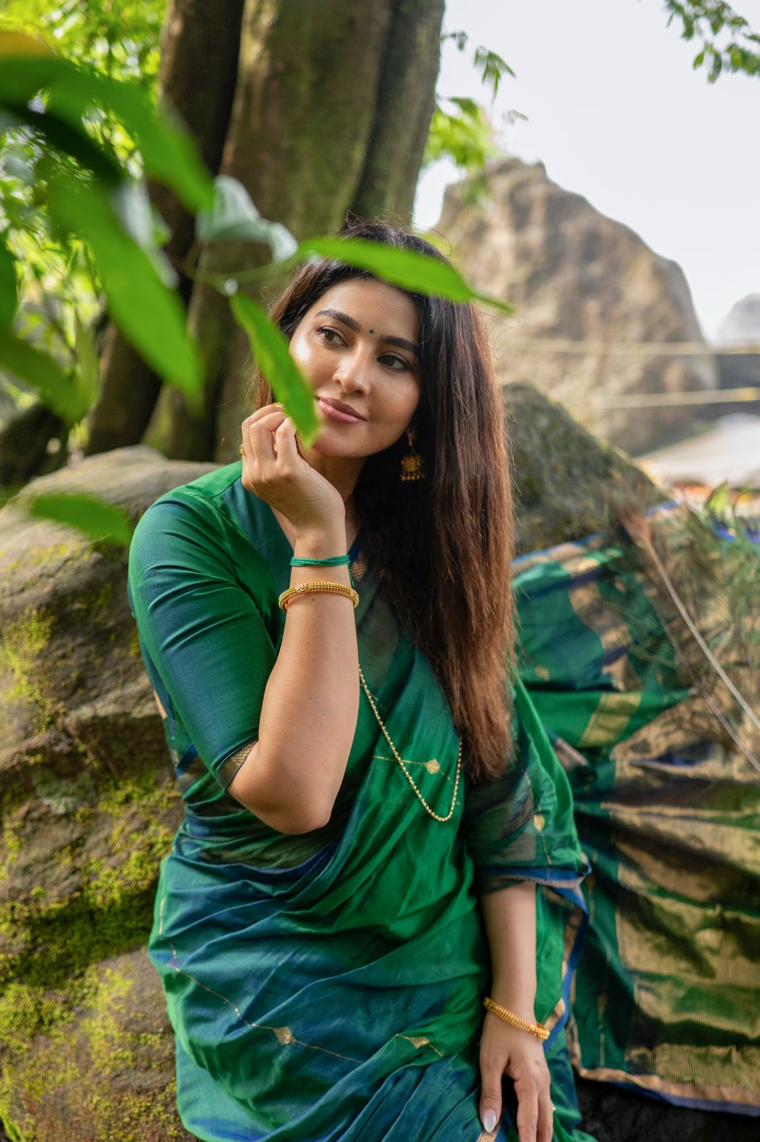 Peacock Green Maheshwari Silk Cotton Saree (Pre Order)