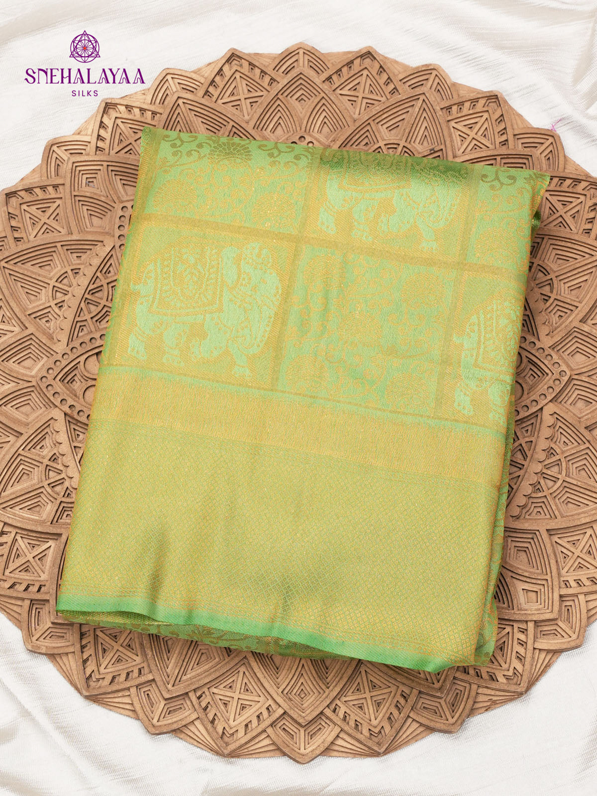 Pista Green Soft Silk Saree