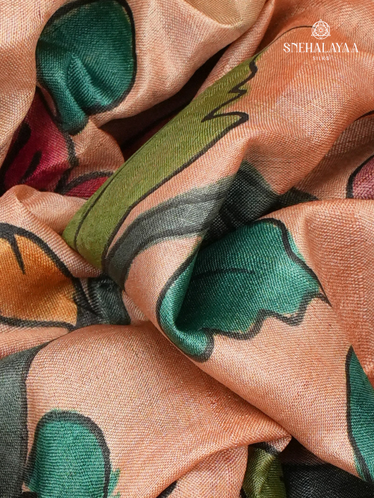 Beige Tussar Silk Saree