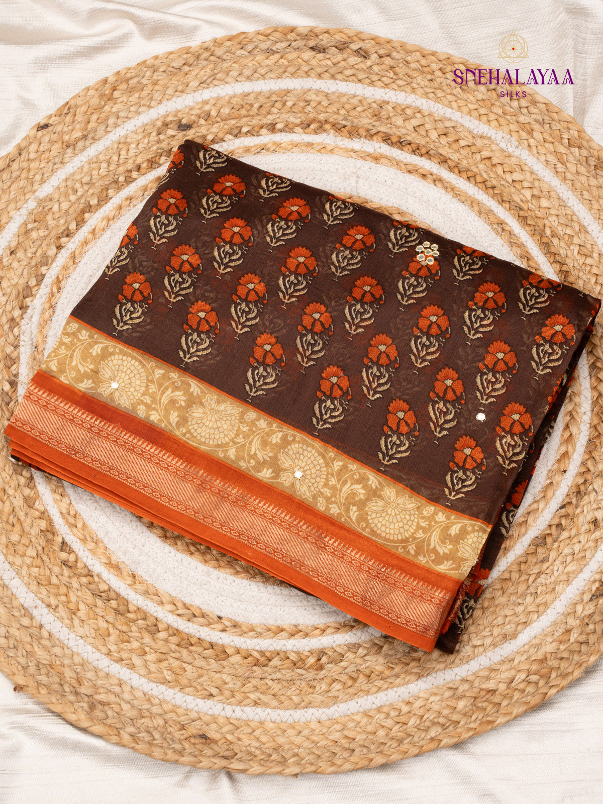 Brown Chanderi Saree