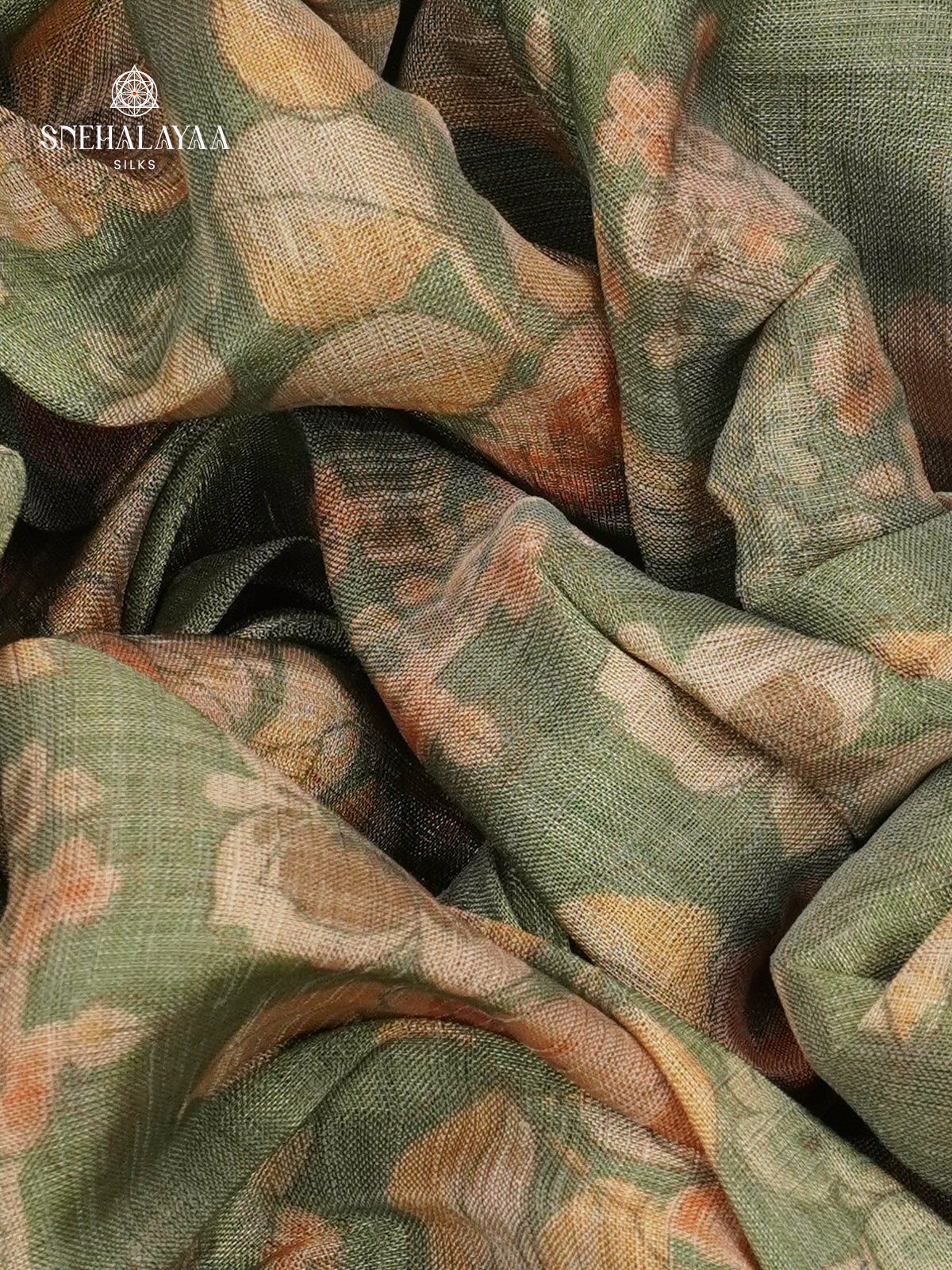 Olive Green Linen Tissue Saree