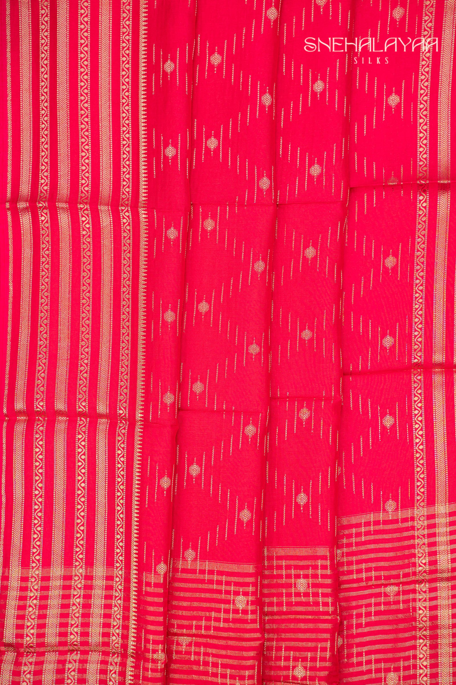 Rose Red Chinon Silk Saree