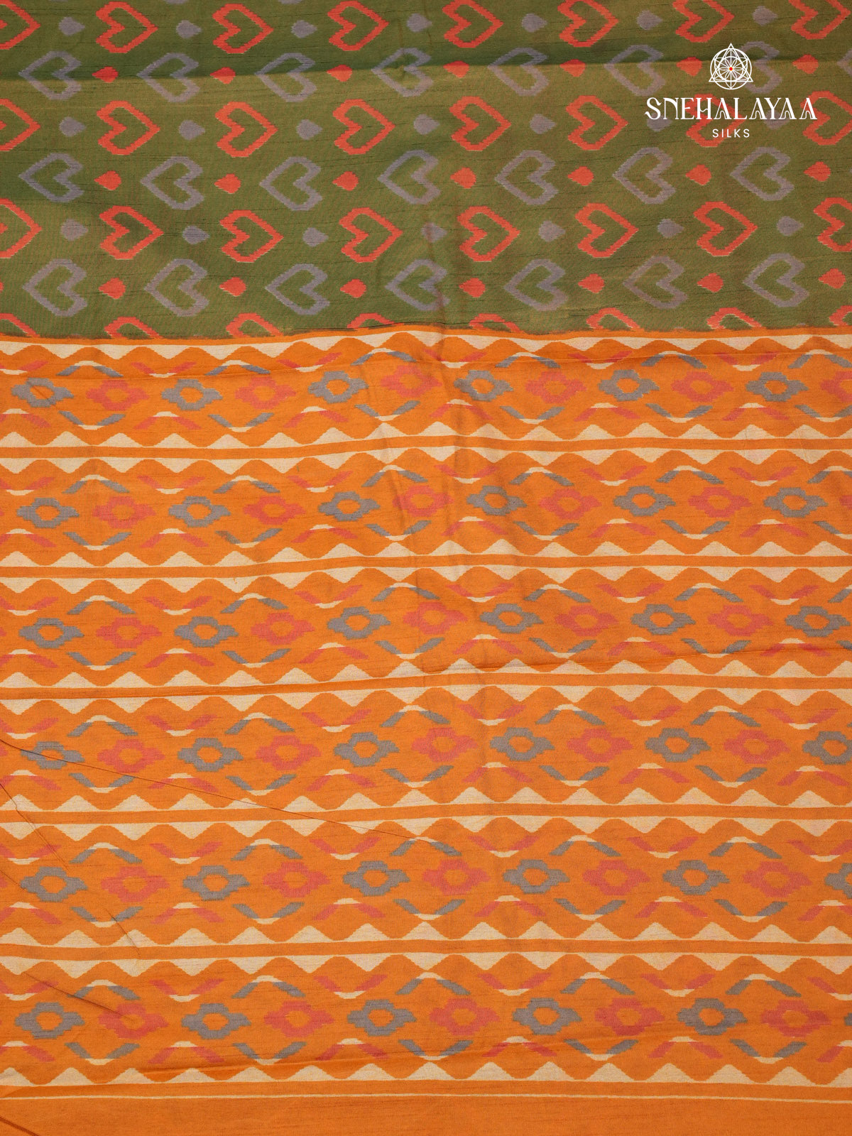 Olive Green Ikat Saree