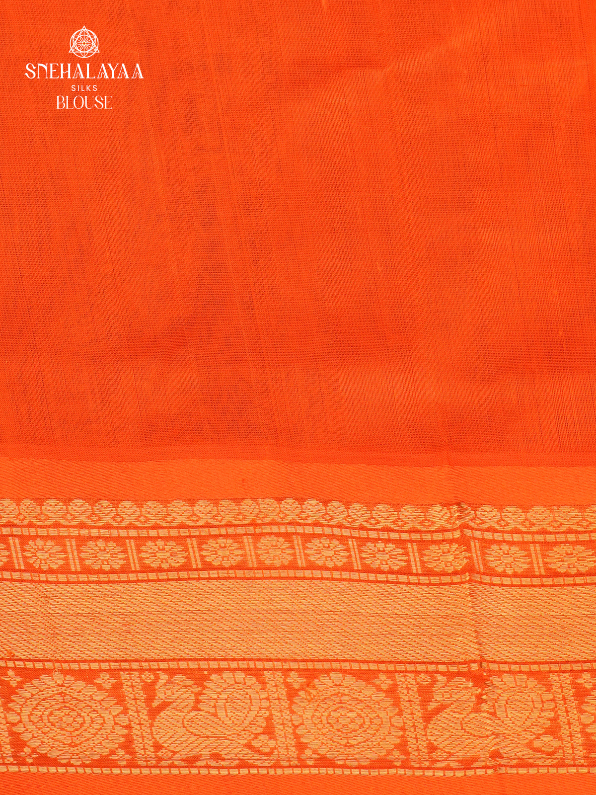 Bright Orange Kuppadam Silk Cotton Saree with Royal Purple Zari Border