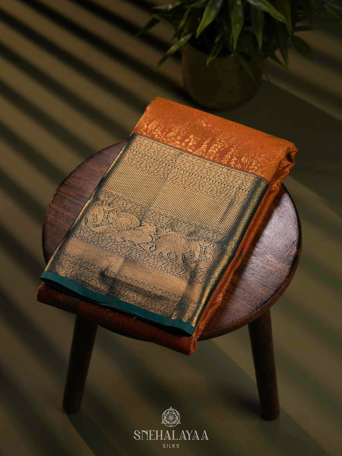 Orange Art Silk Saree