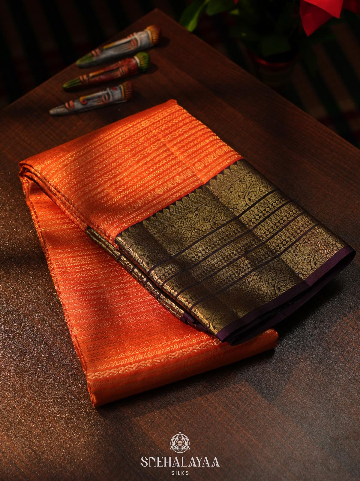 Orange Kanjivaram Silk Saree
