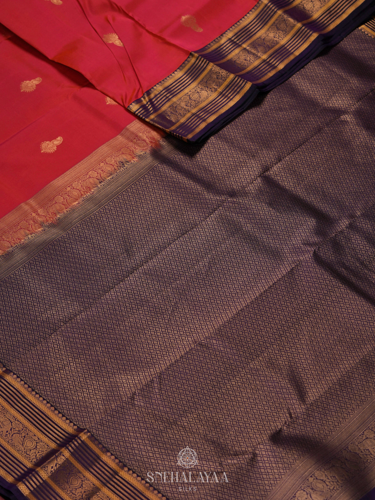 Rust Orange Kanjivaram Silk Saree