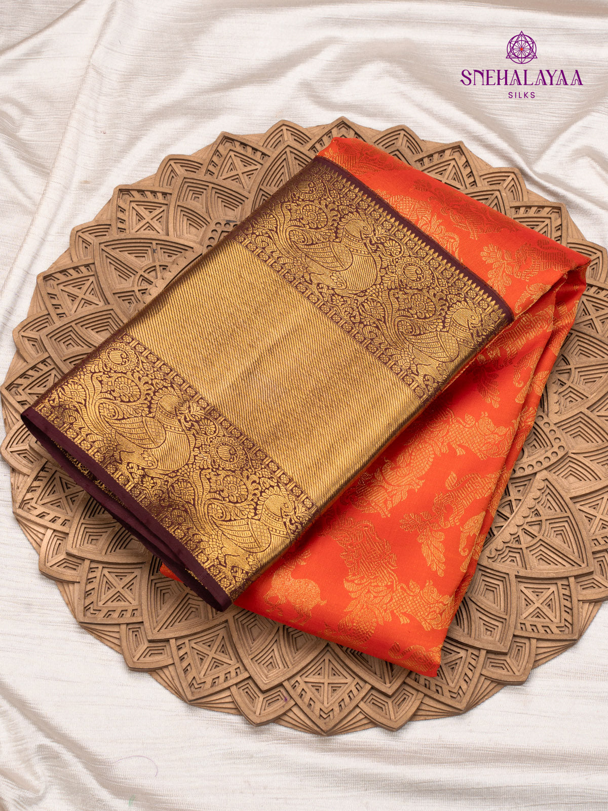 Orange Kanjivaram Silk Saree