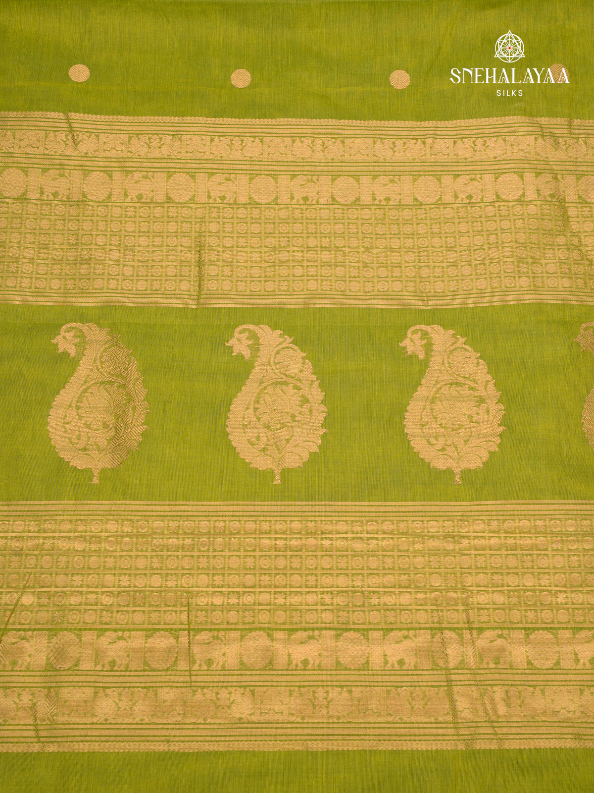 Parrot Green Pure Kanchi Cotton Saree