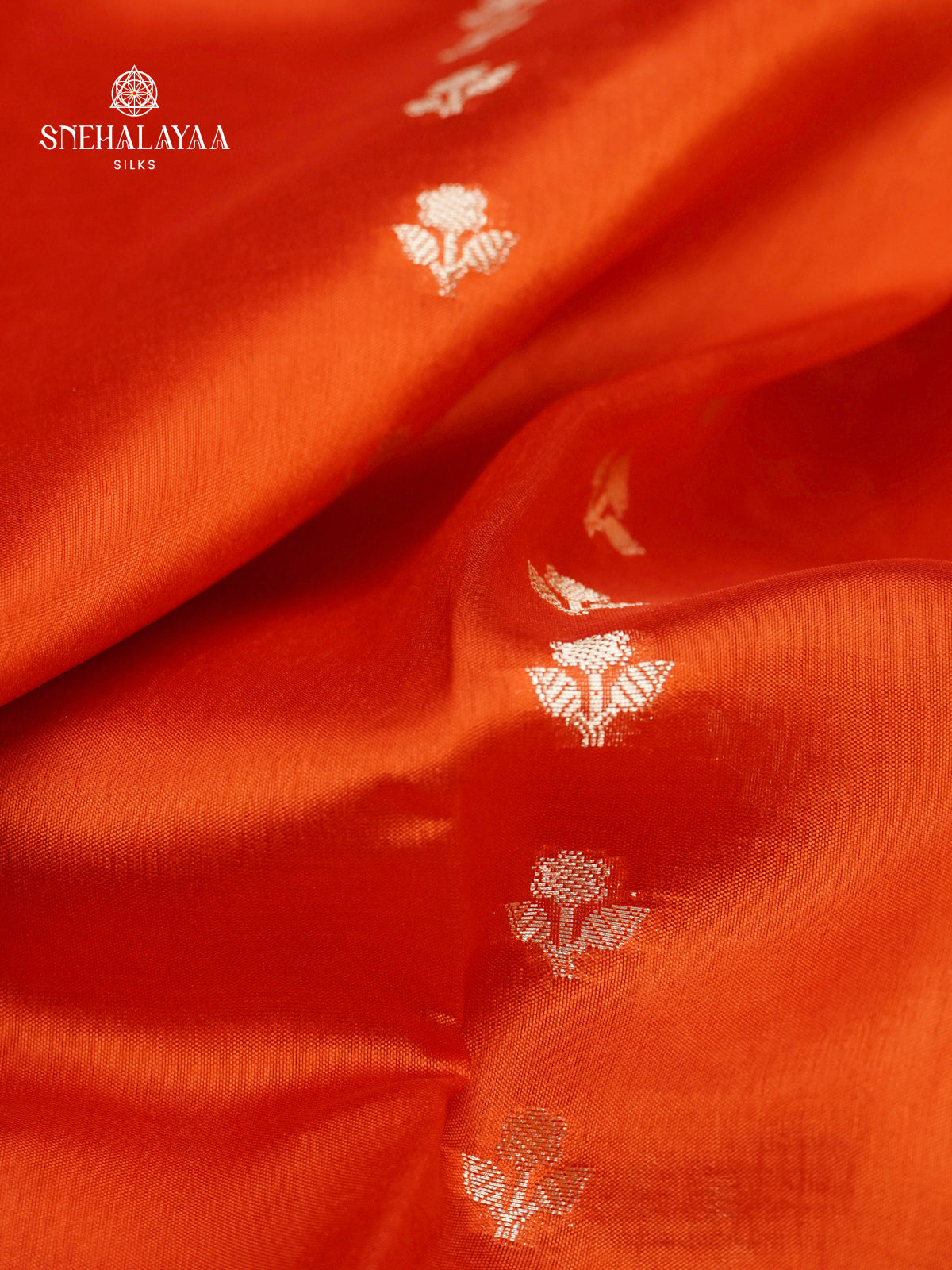 Orange Banaras Dupion Silk Saree