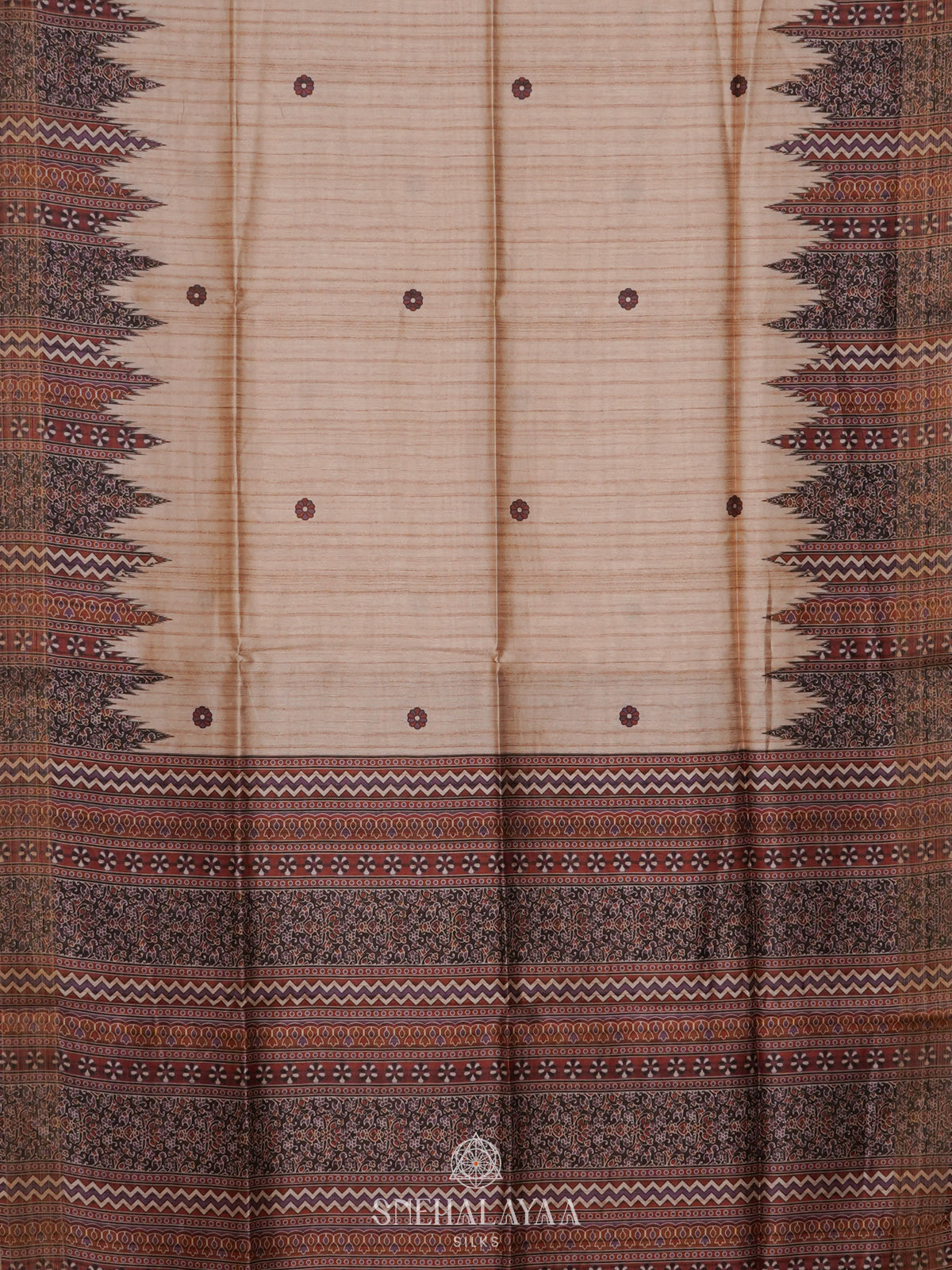 Beige Tussar Saree