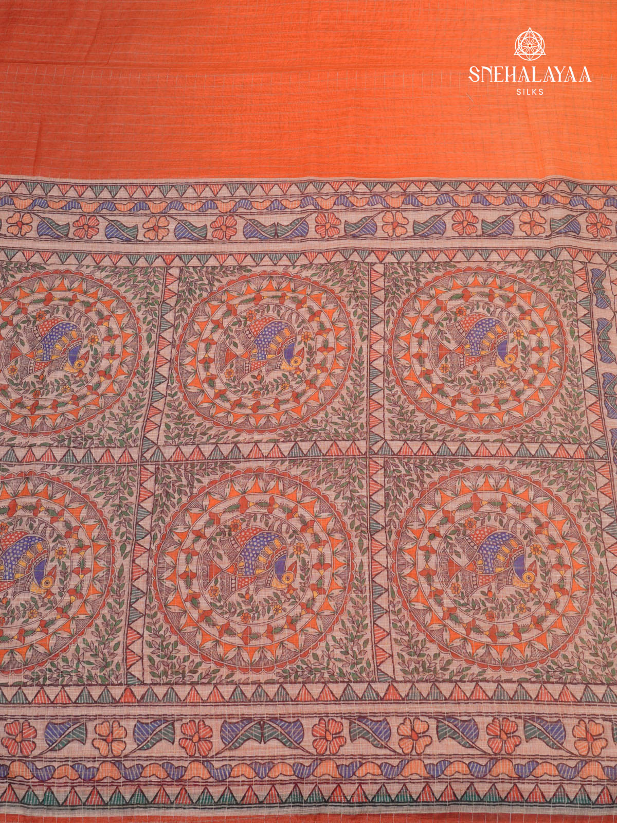 Rust Orange Linen Saree