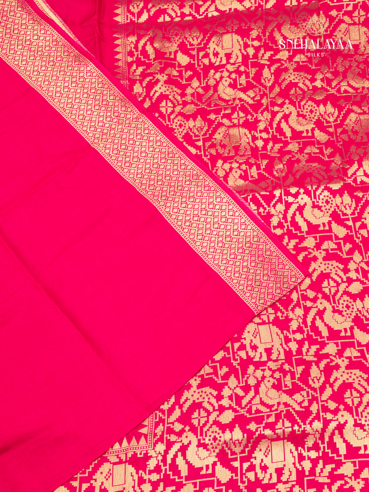 Pink Semi Banaras Silk Saree
