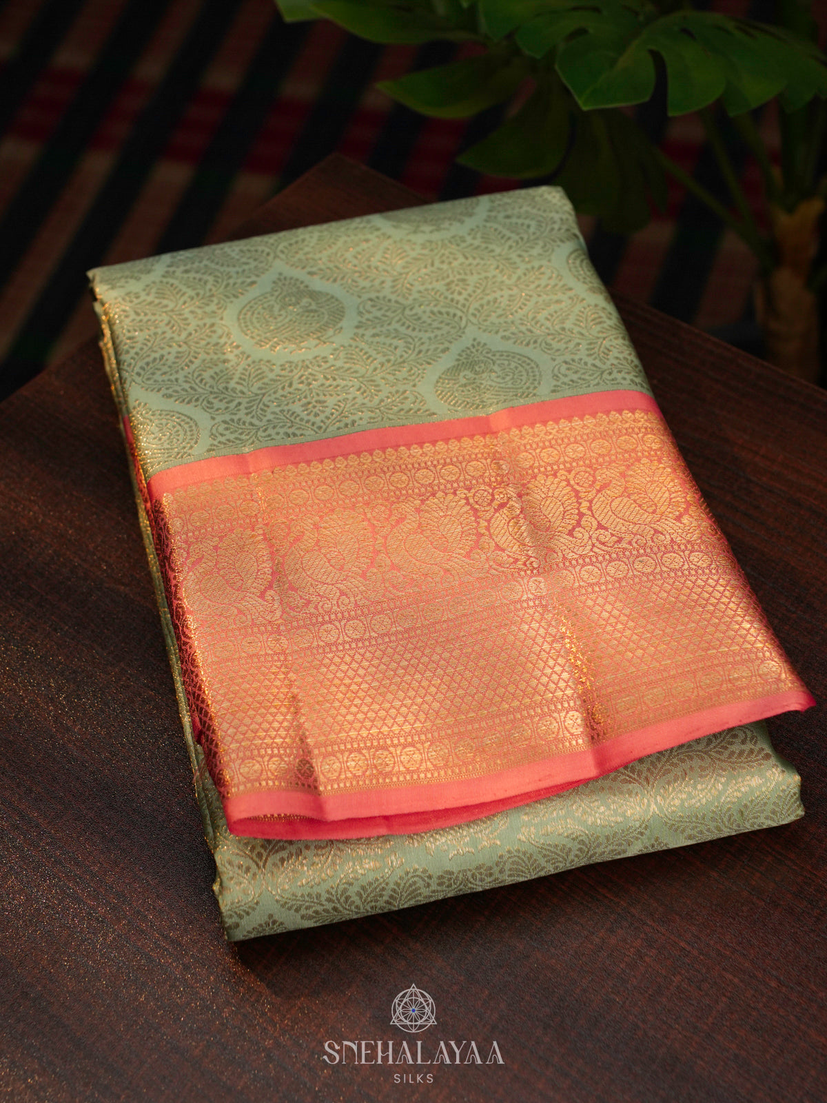 Pista Green Kanjivaram Silk Saree