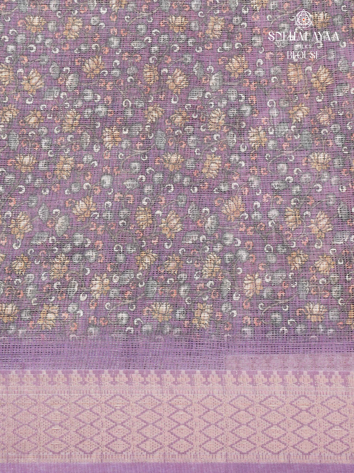 Lilac Printed Kota Saree