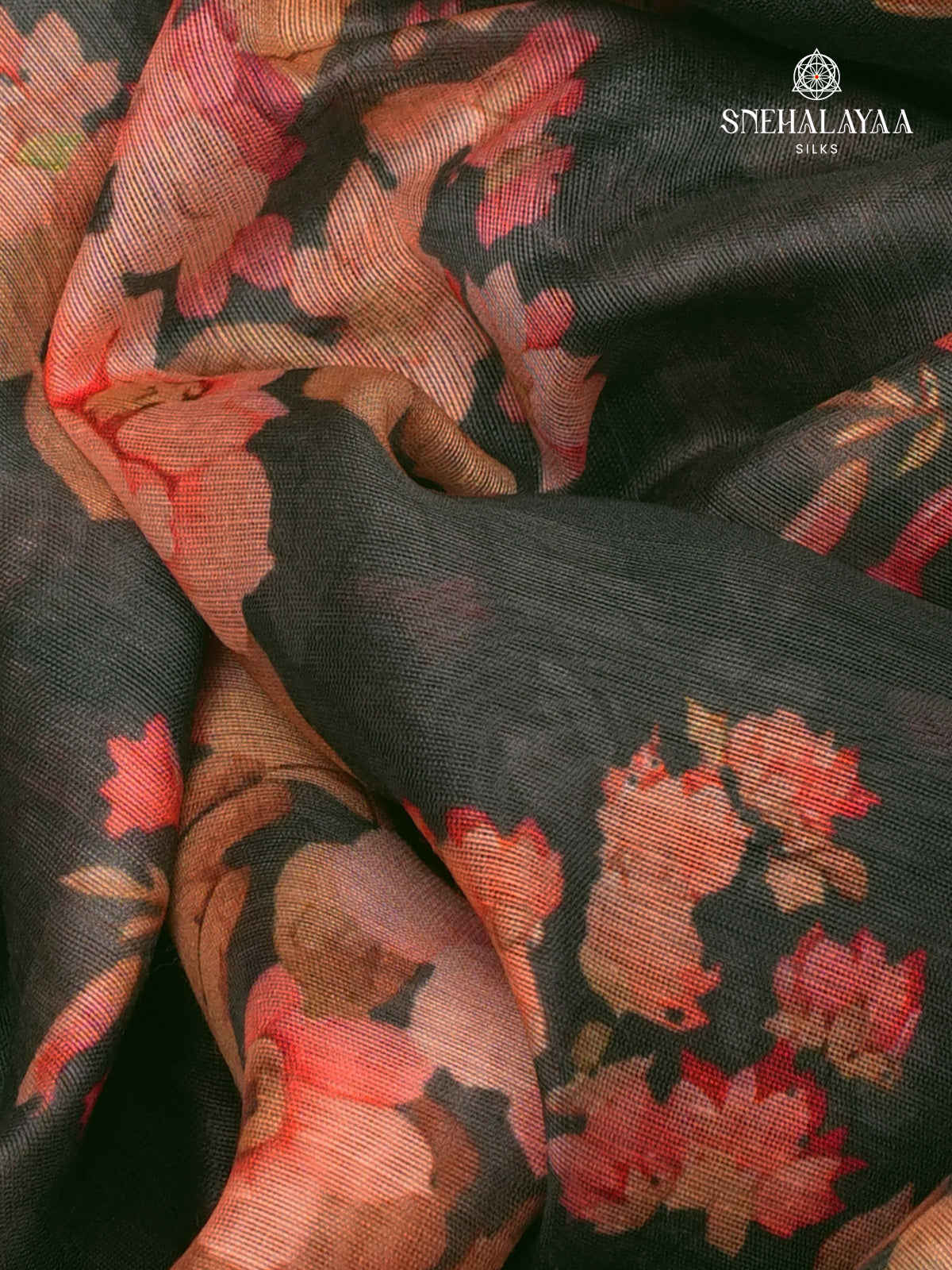 Black Linen Embroidery Saree