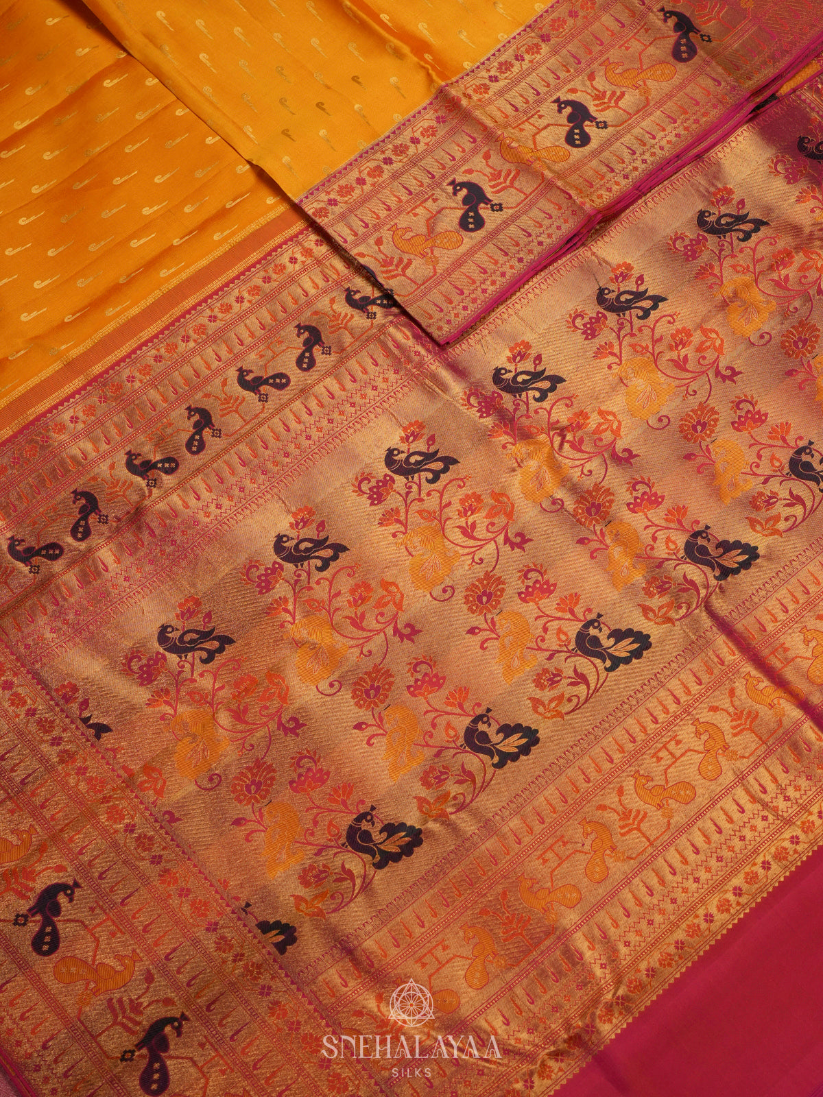 Mango Yellow Kanjivaram Silk Saree