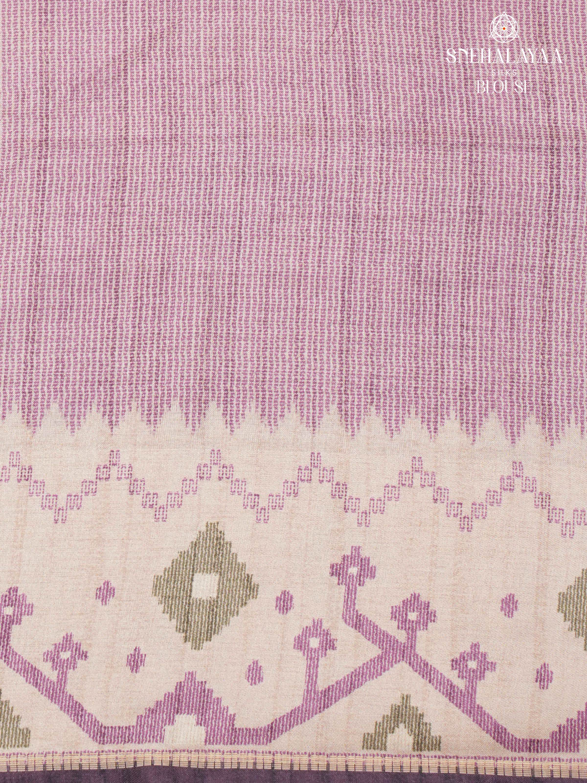 Lavender Printed Tussar Saree