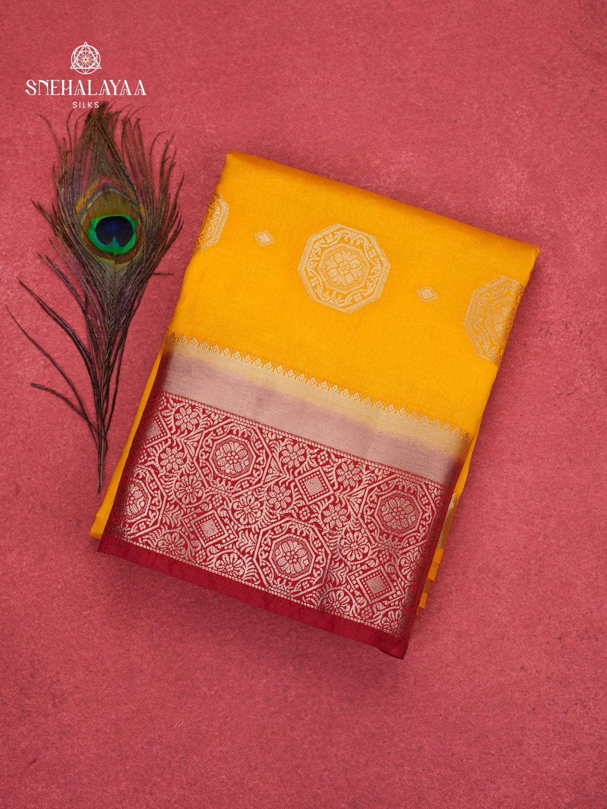 Mango Yellow Raw Silk Saree