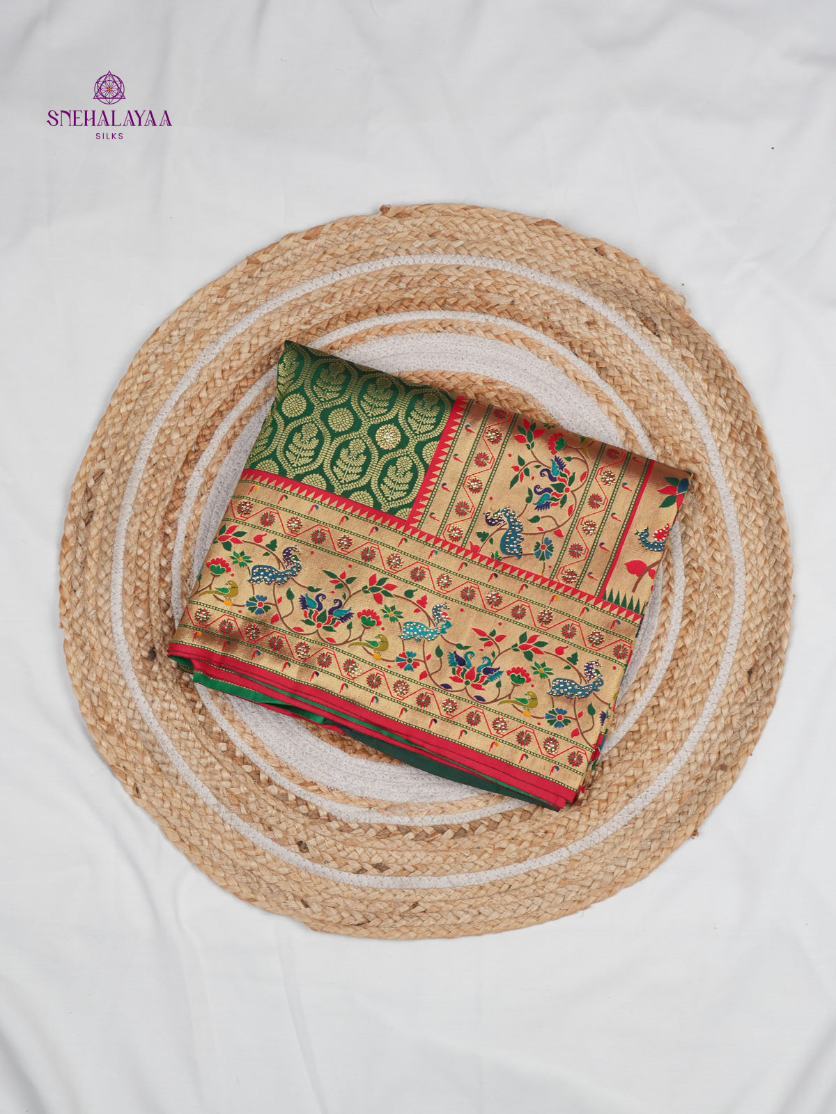 Bottle Green Designer Saree