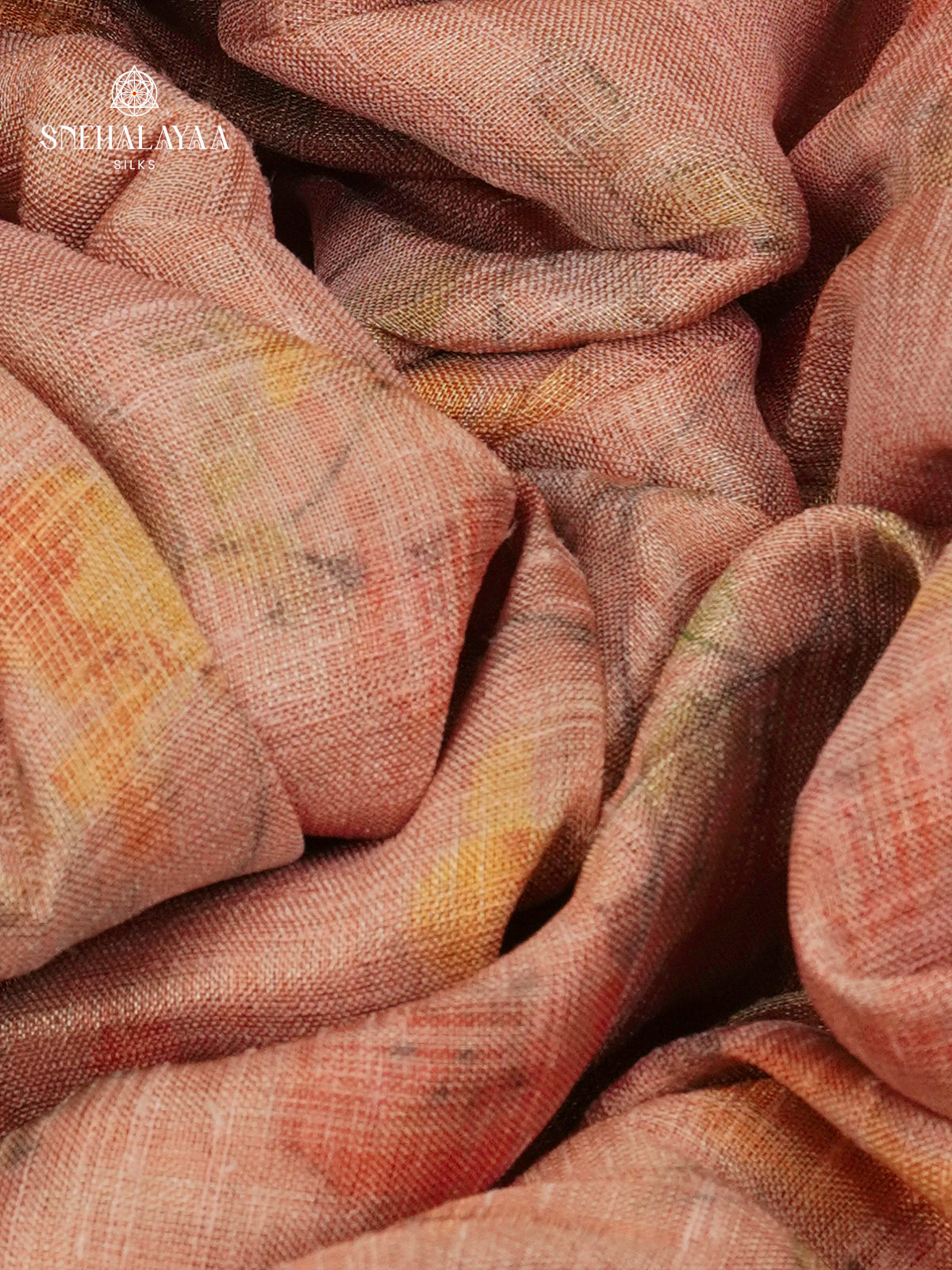 Peach Linen Tissue Saree