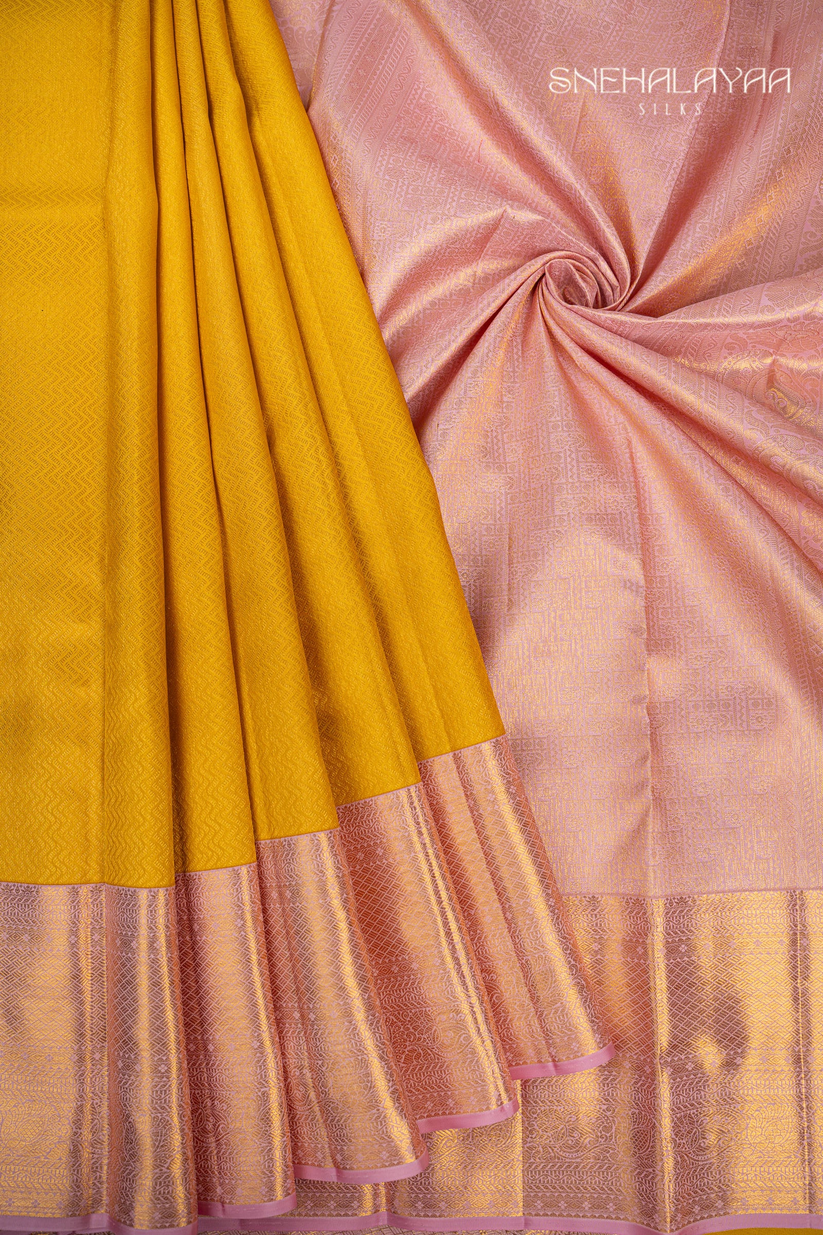 Mustard Yellow Kancheevaram Silk Saree