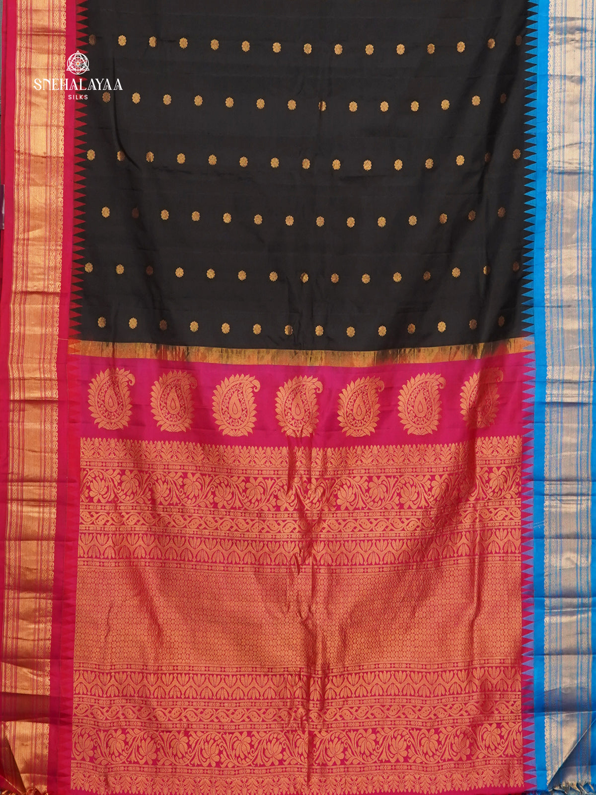 Black Gadwal Silk Saree