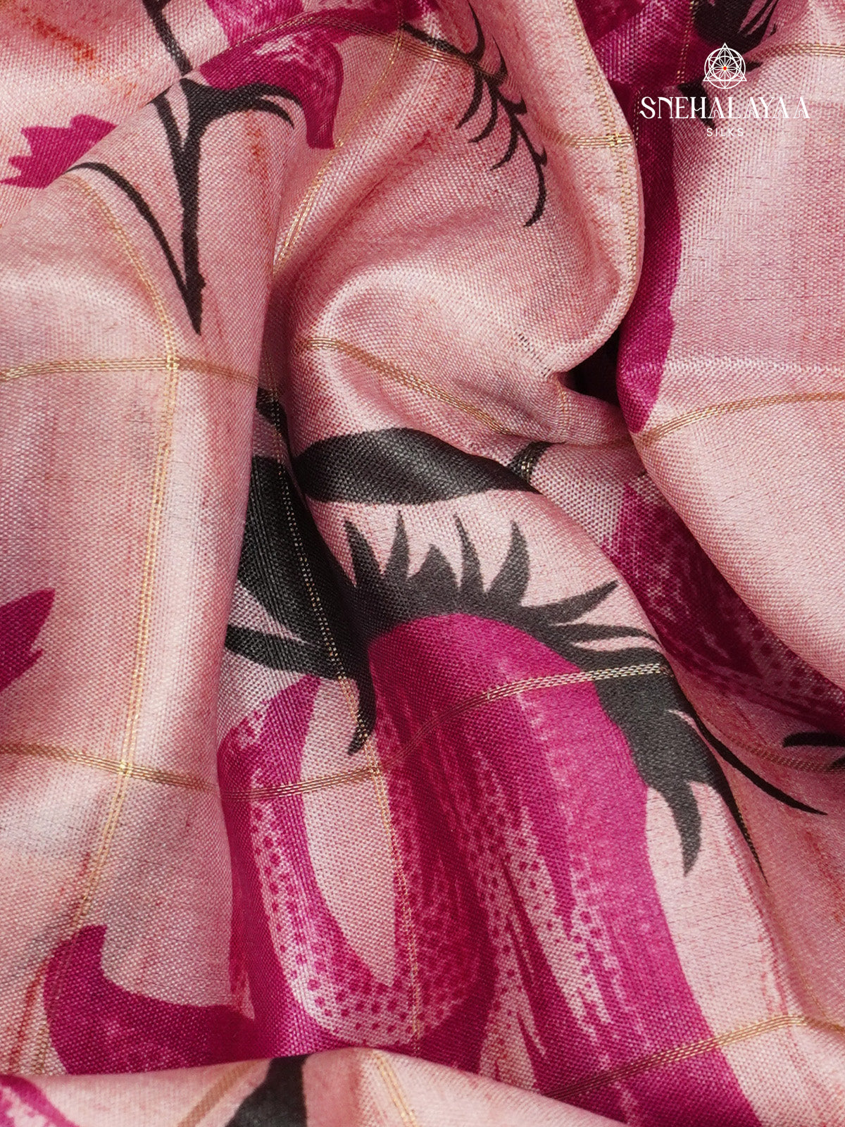 Pastel Pink Tussar Saree