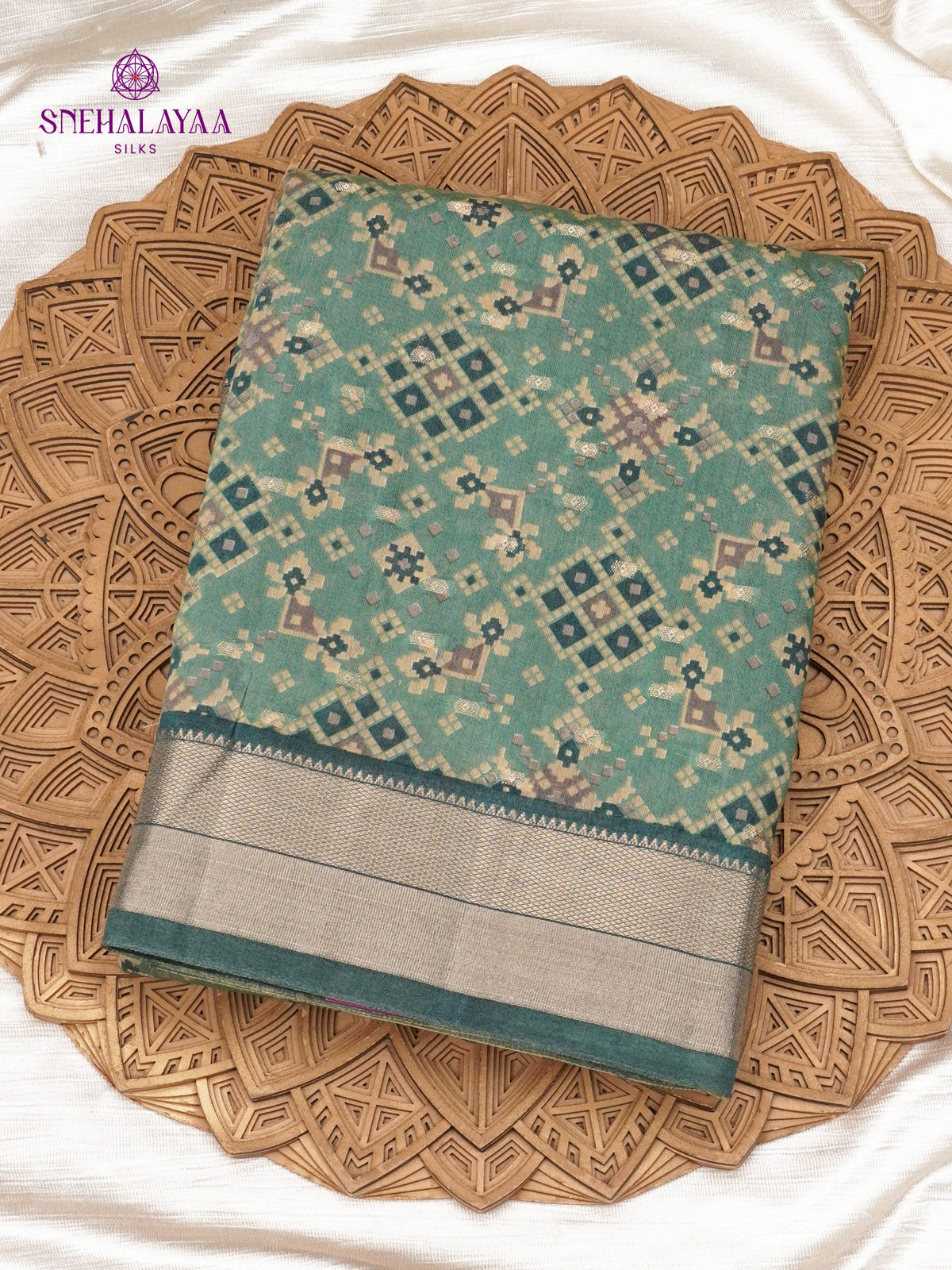 Muted Teal Chanderi Saree