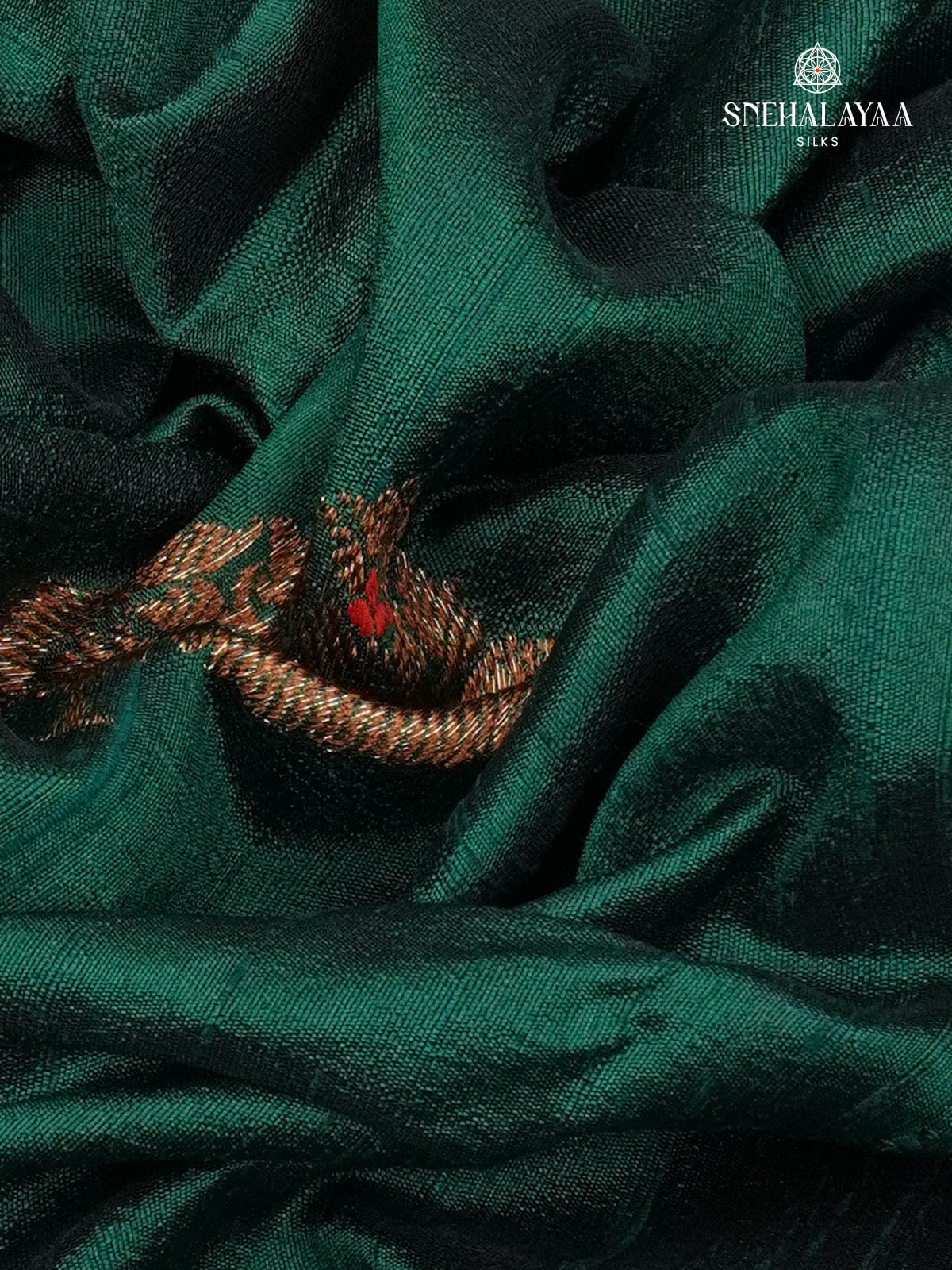 Forest Green Banaras Raw Silk Saree