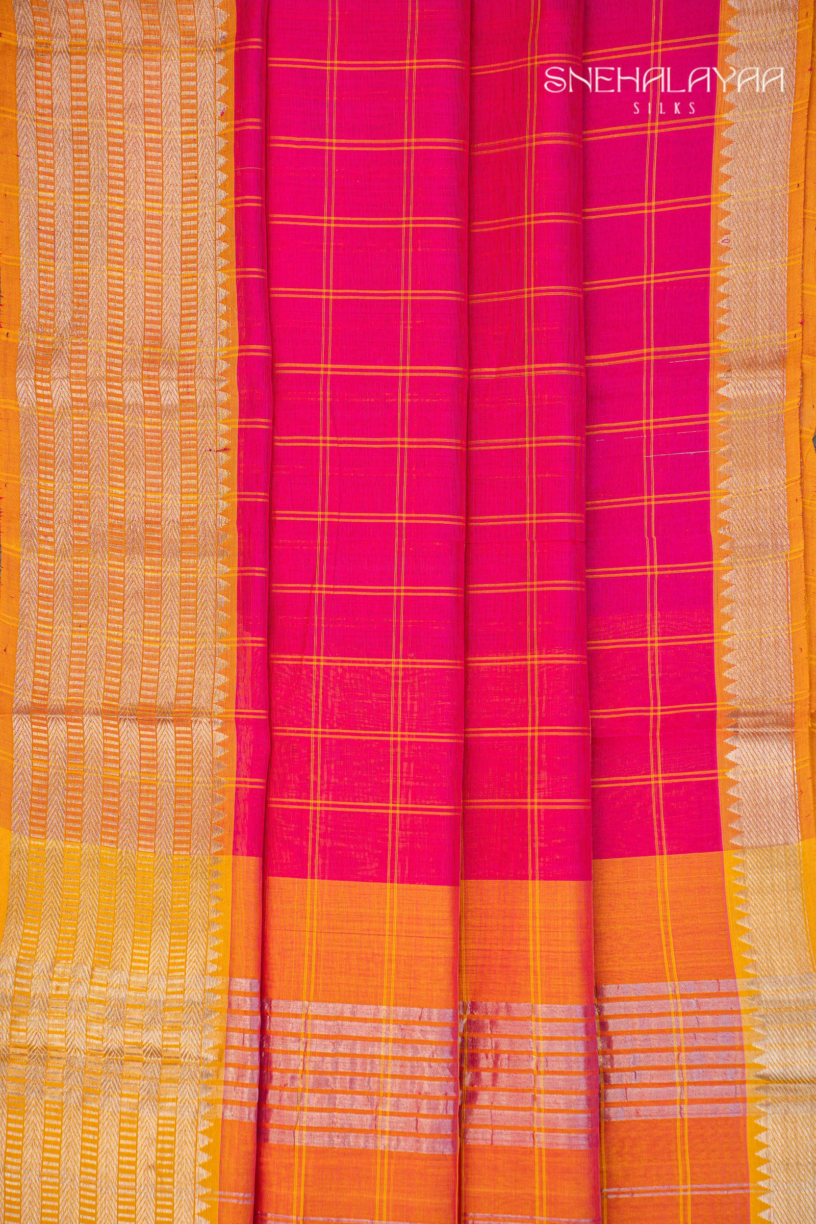 Hot Pink Mangalgiri Silk Saree