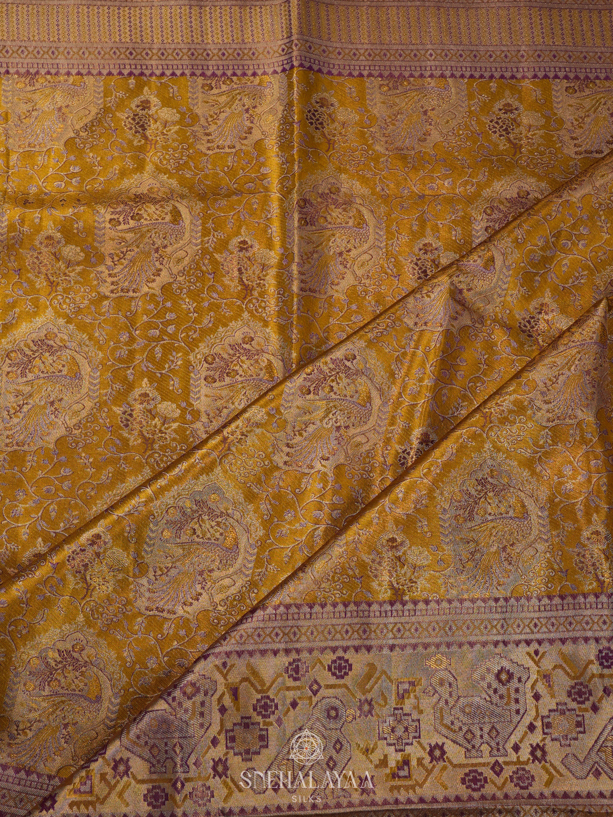 Mustard Yellow Kanjivaram Silk Saree