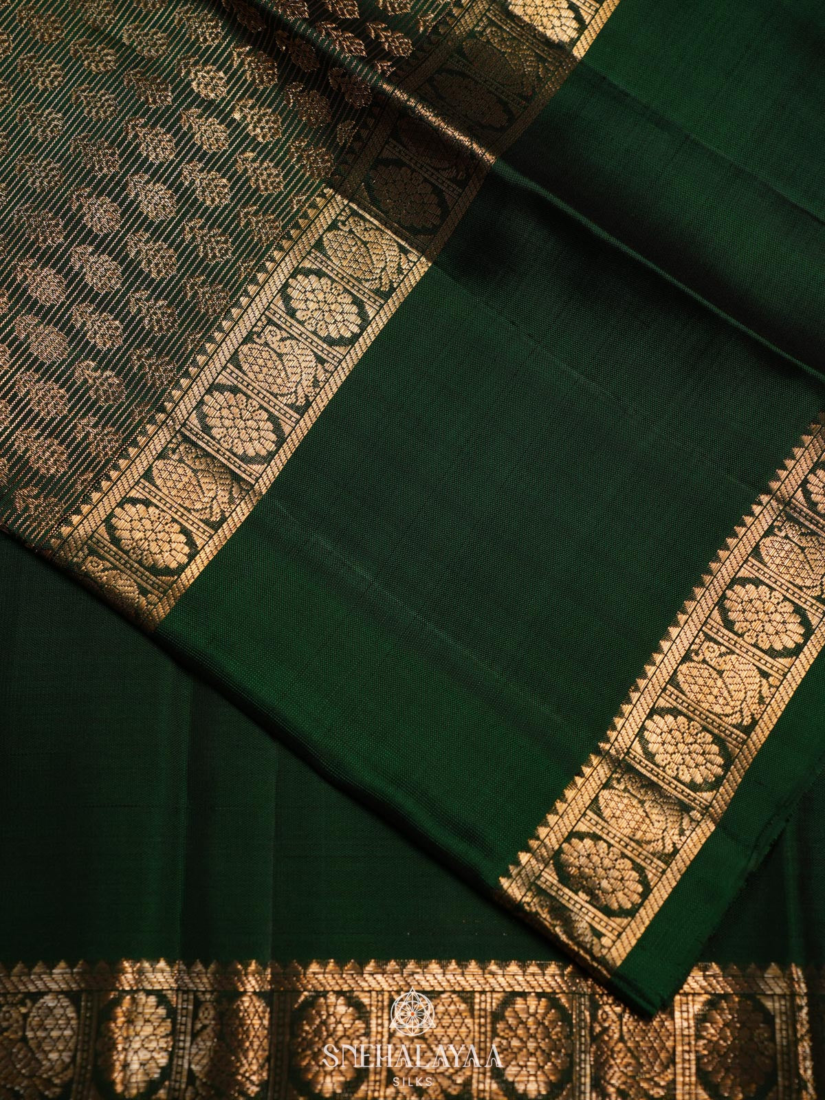 Bottle Green Kanjivaram Silk Saree
