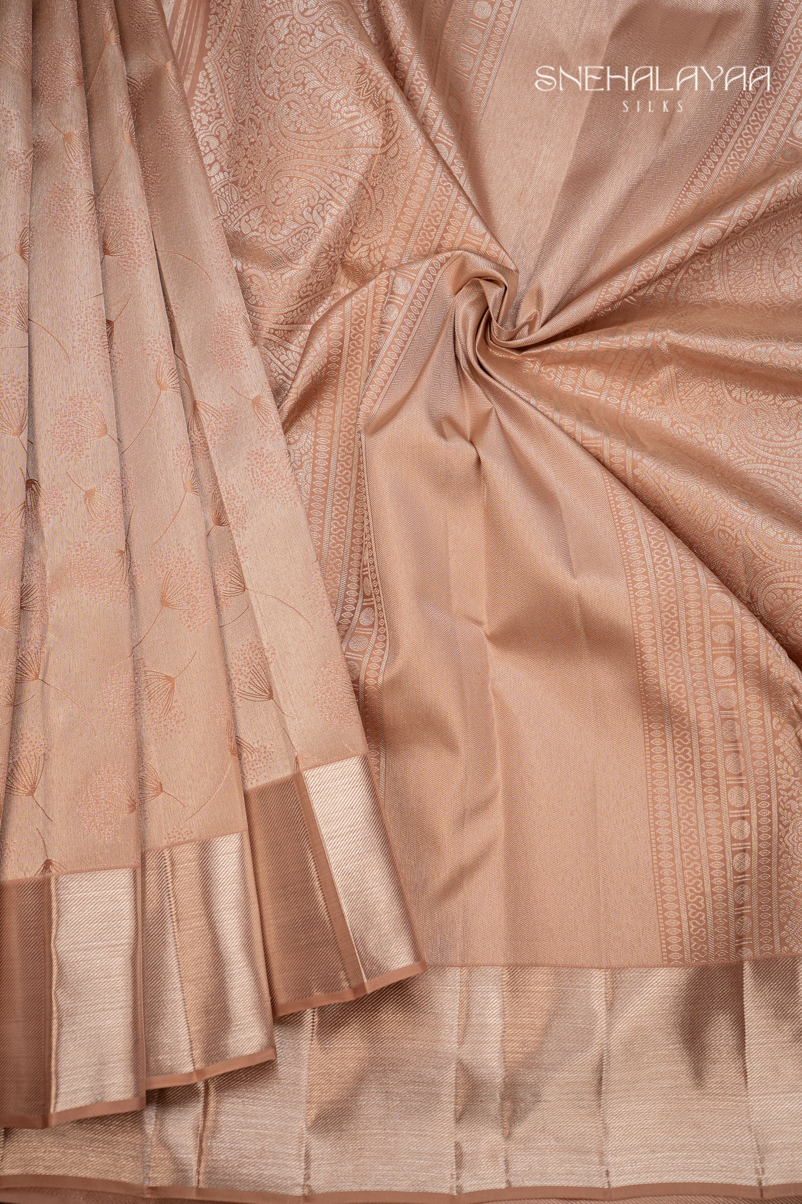Pastel Brown Kancheevaram Silk Saree