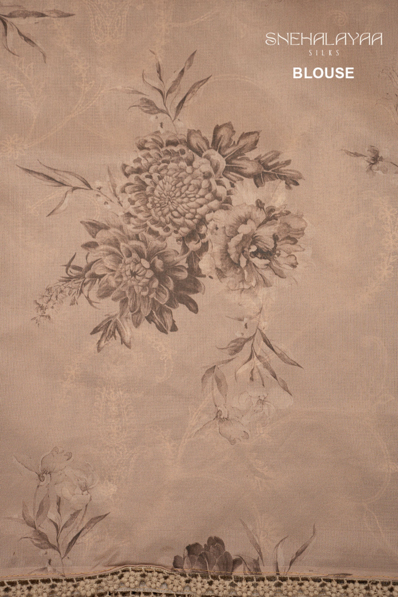 Beige Tissue Kota Embroidery Saree