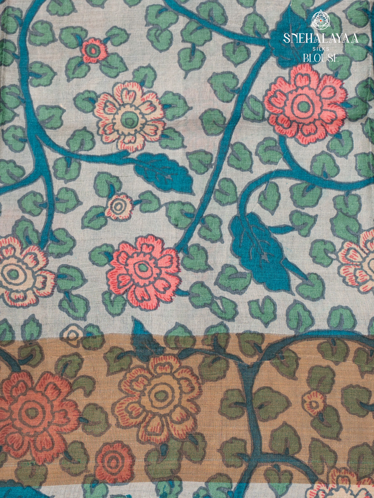 Yellow Printed Tussar Saree