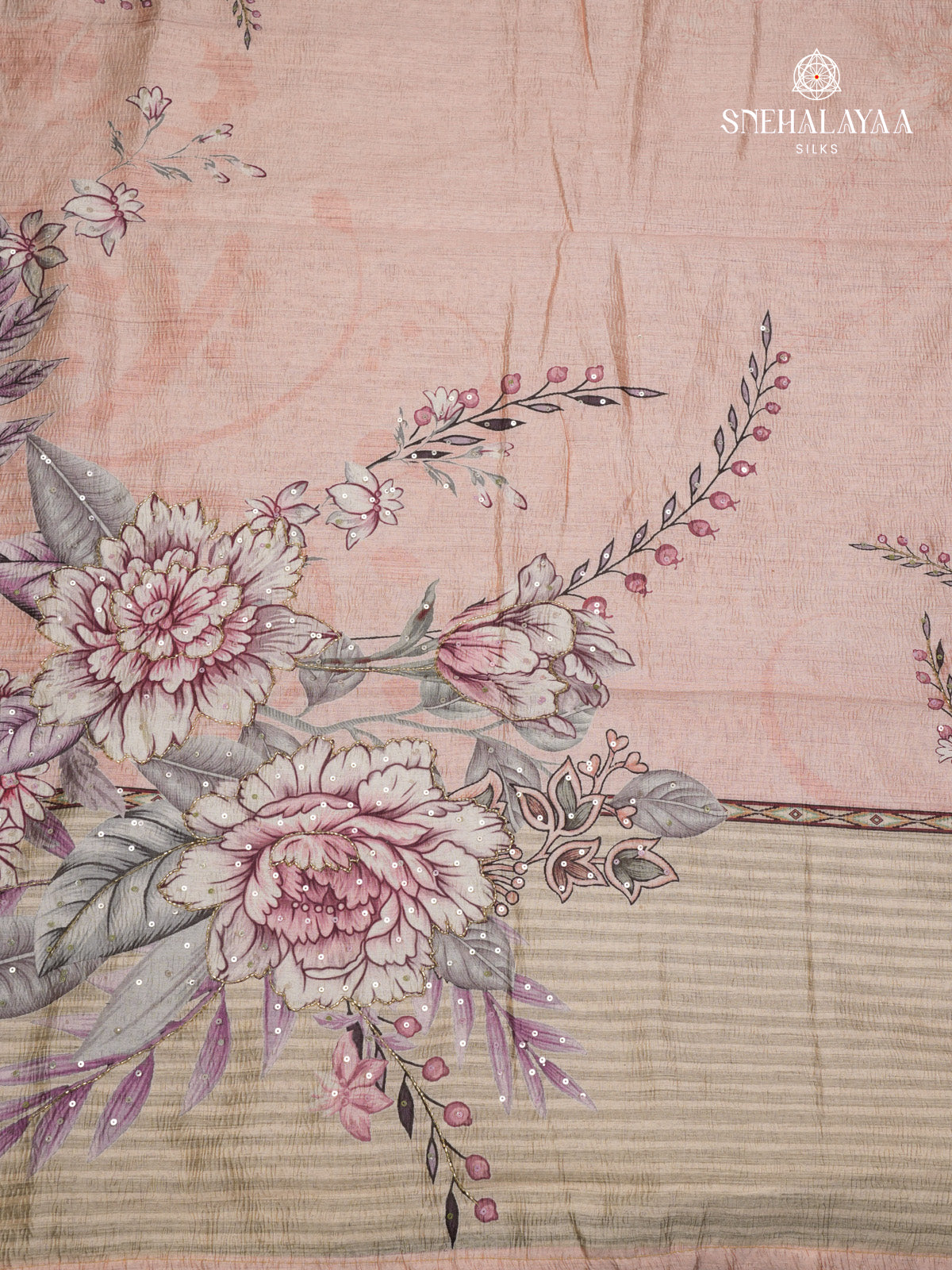 Peach Crush Embroidery Saree