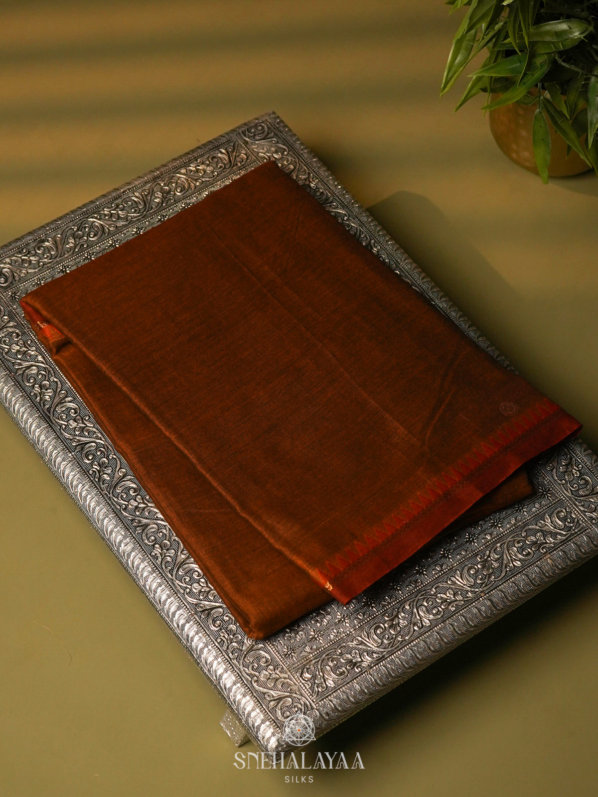 Brown Narayanpet Cotton Saree Without Blouse