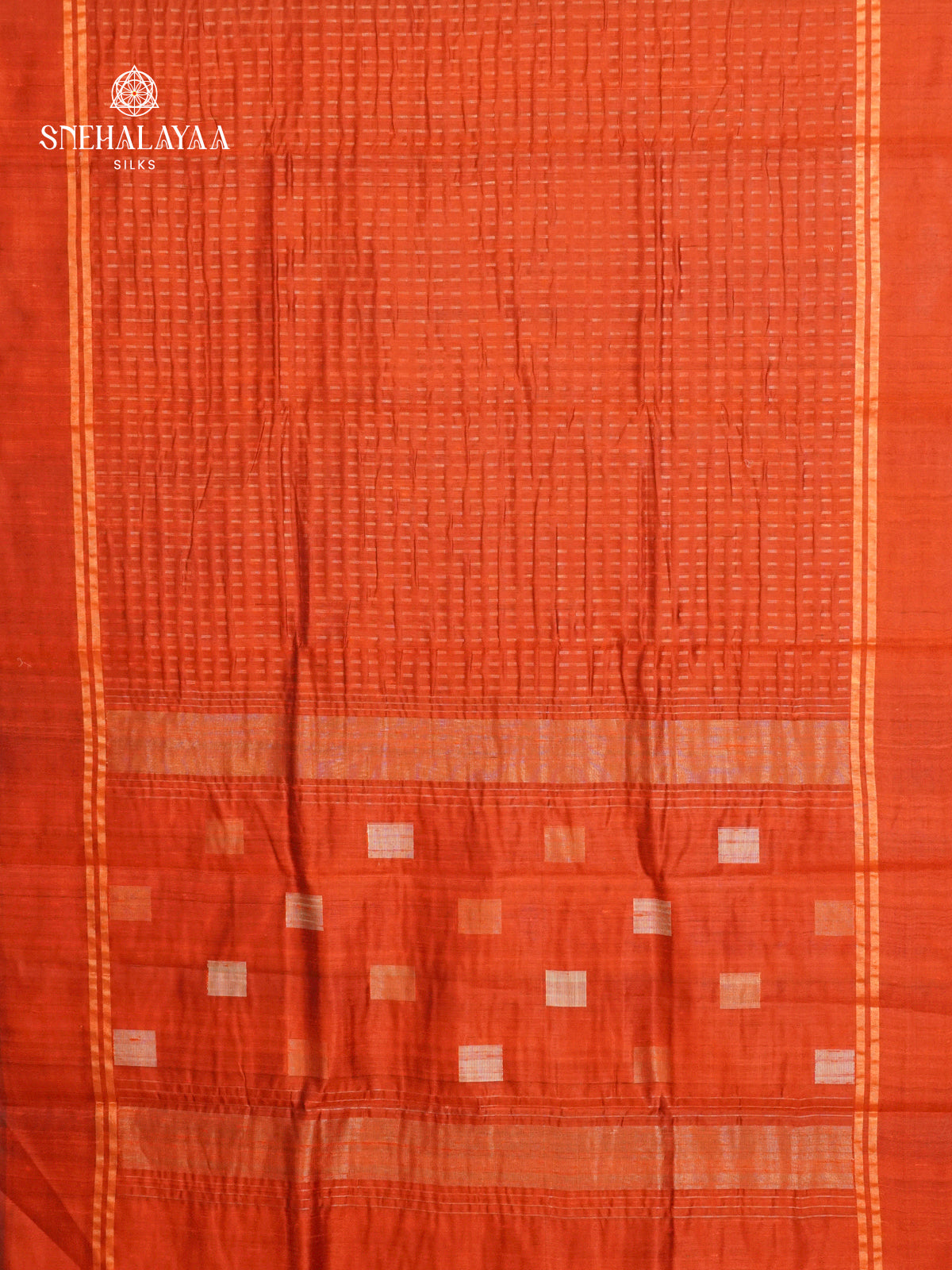 Orange Dupion Silk Saree