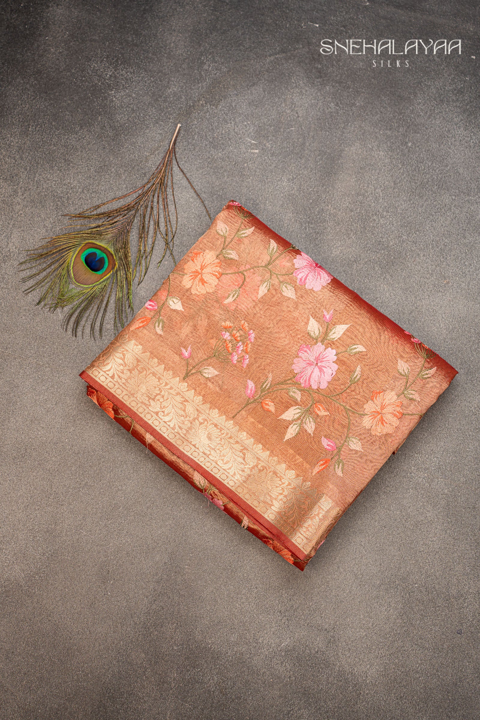 Blush Red Crush Tissue Saree