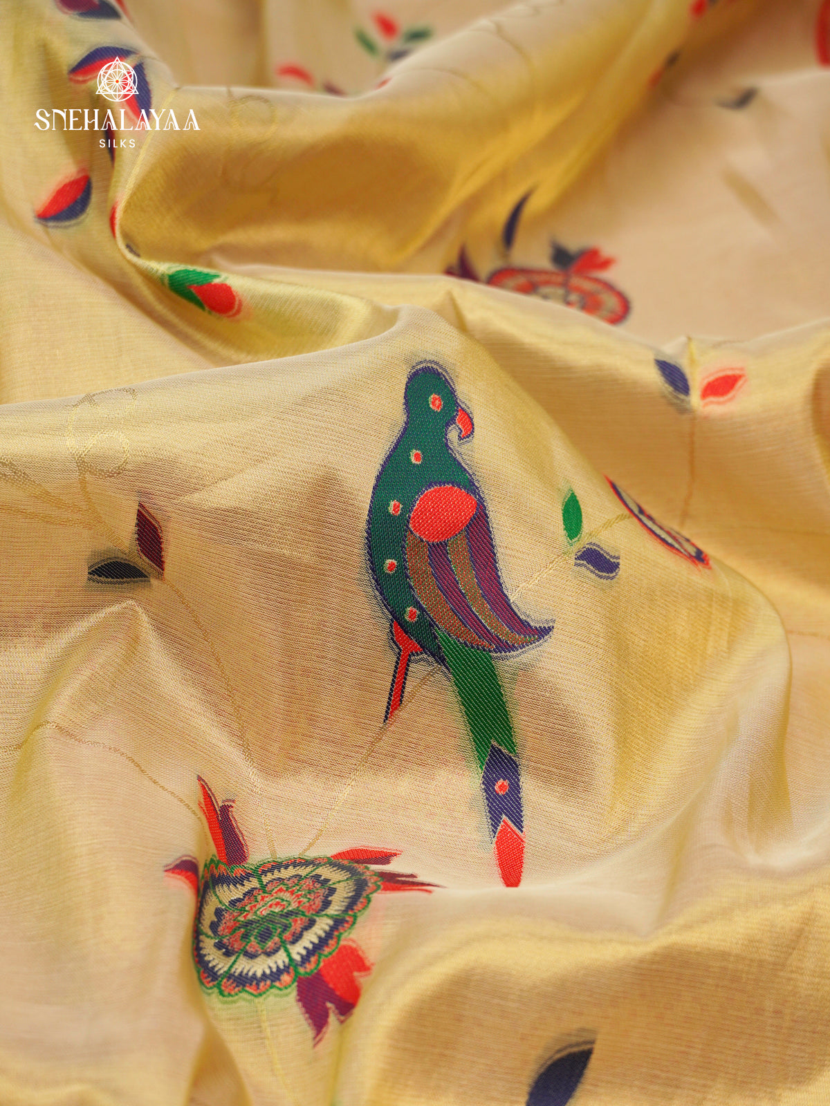 Cream Tissue Paithani Saree