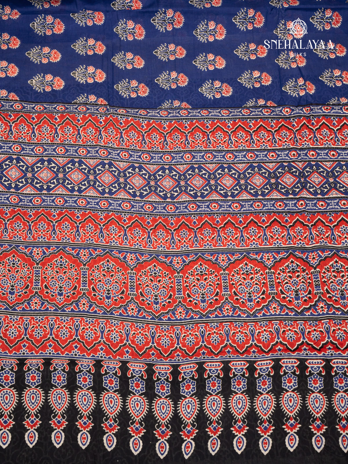 Navy Blue Jaipur Cotton Saree