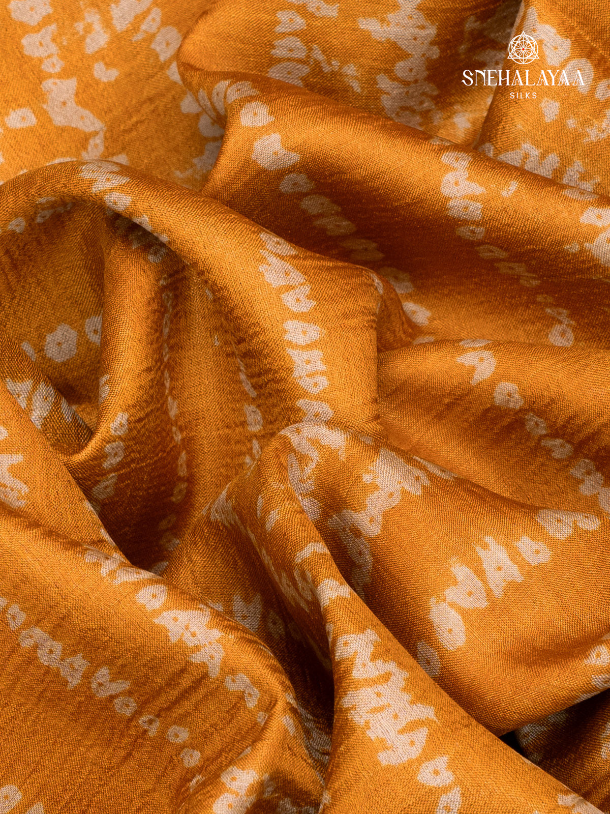 Yellow Printed Tussar Saree