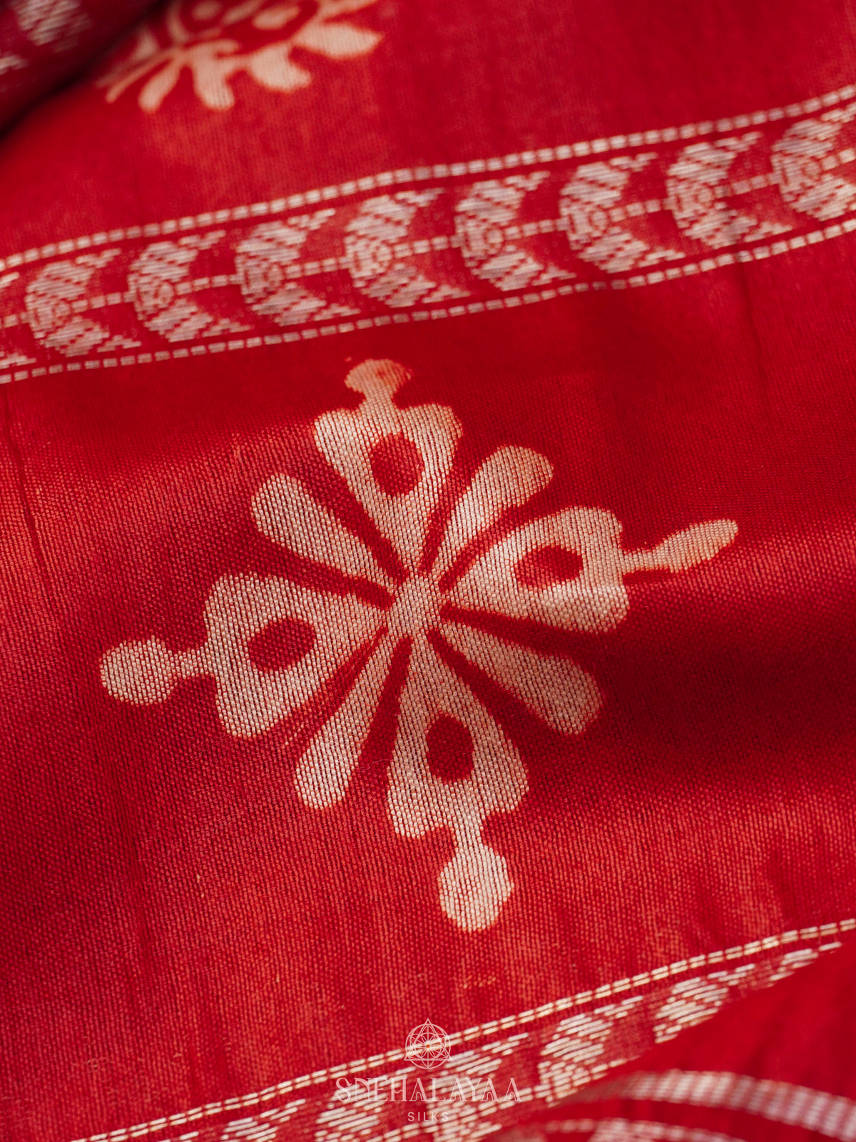 Red Bamboo Silk Saree